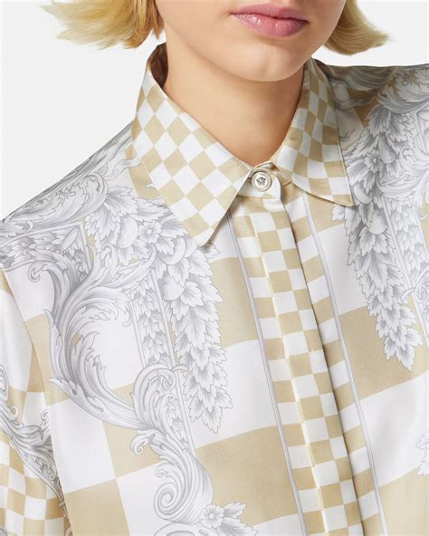 versace medusa white sweater|versace contrasto silk shirt.